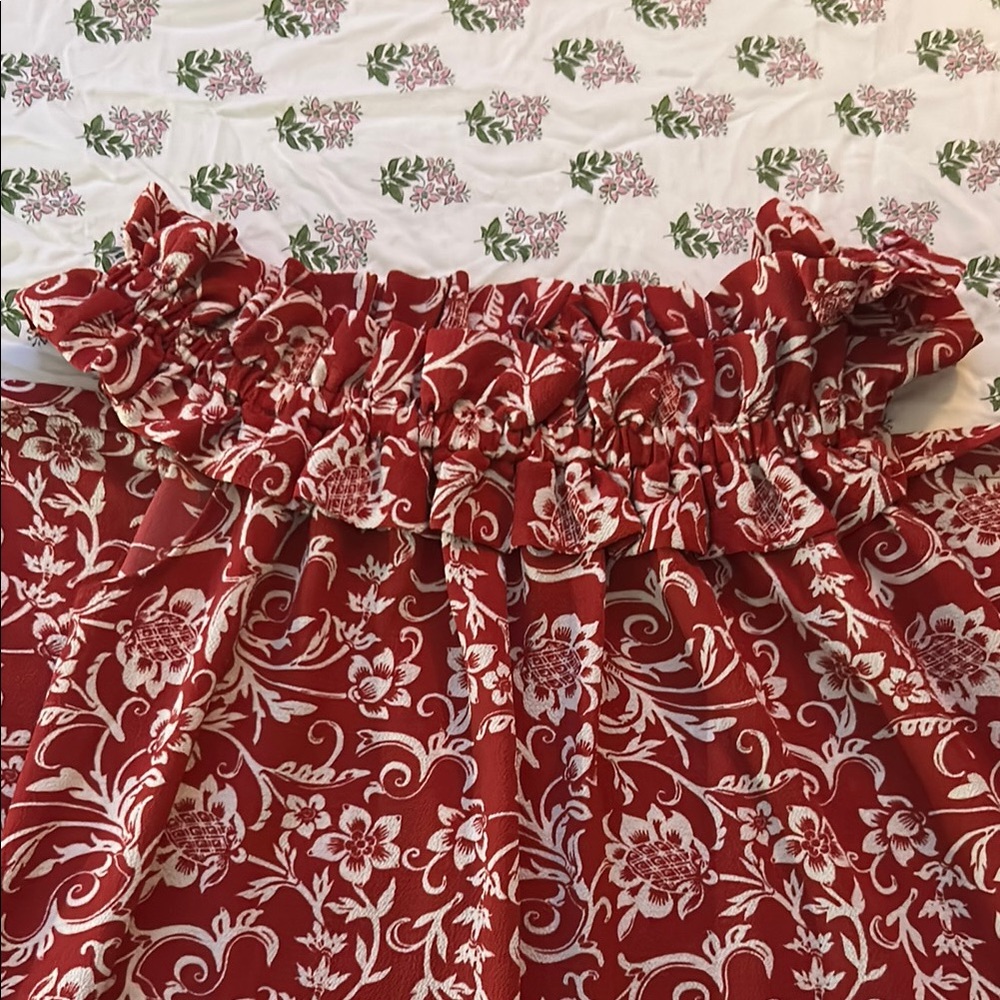 LOFT Red and White Floral dress